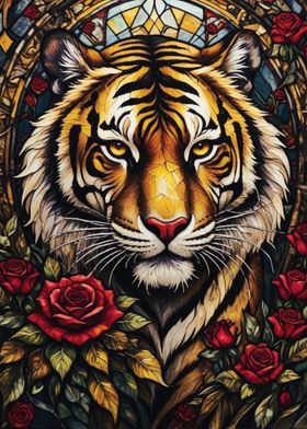 Tiger and Roses