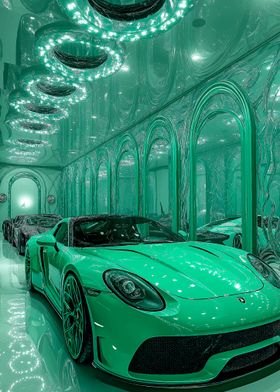 Green Sports Car Garage