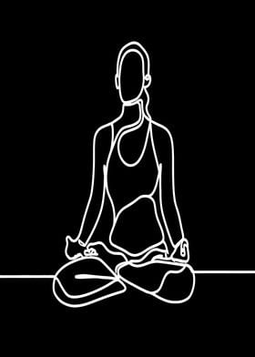 One Line Yoga Woman