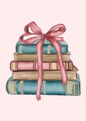 Stack of Books with Ribbon