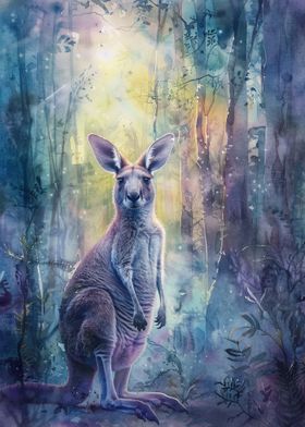 Kangaroo in a Dreamy Forest