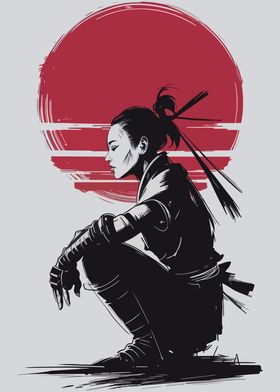 Samurai Woman Silhouette