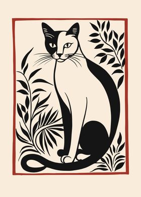 Black and White Cat Illustration