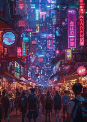 Neon City Street