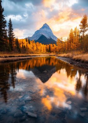 Mountain Reflection in Autumn