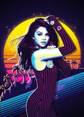 Selena Gomez Retro Art