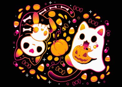 Halloween Cat & Ghost