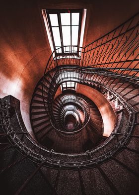 Orange and red Spiral Staircase