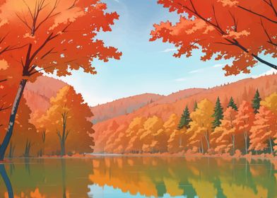 Autumn Lake Landscape