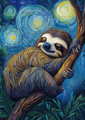 Sloth in Starry Night