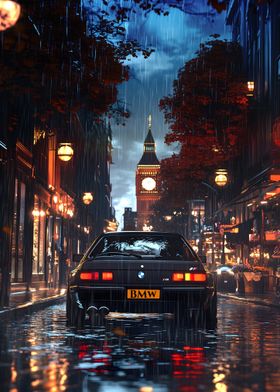 BMW M3 E30 in London Rain with Big ben