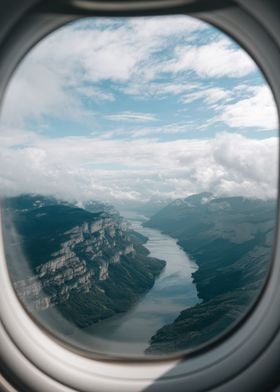 Aerial View from Airplane Window