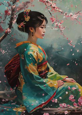 Geisha in Cherry Blossom