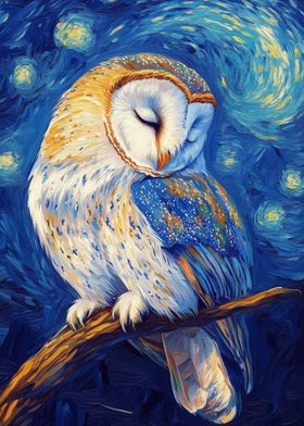 Owl in Starry Night