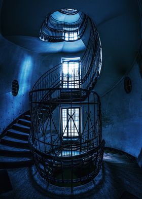 Spiral Staircase in Blue Tones