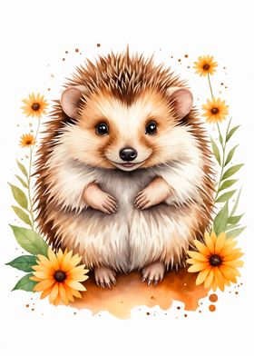 Cute Hedgehog Watercolor