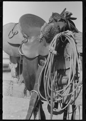 Cowboy Saddle and Rope | Vintage Black And White Photography | 1930s Cowboy Life | Rancher Gear