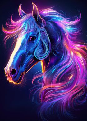 Neon Horse Portrait