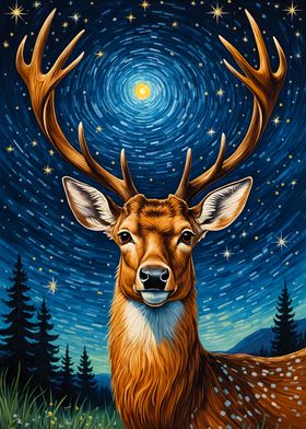 Deer Starry Night