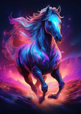 Neon Horse Running