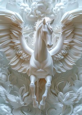 Paper Pegasus White Horse Wings