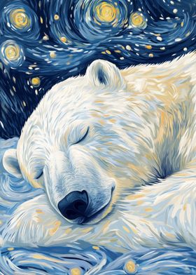 Polar Bear Starry Night