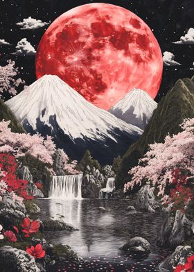 Red Moon Fuji Mountain 