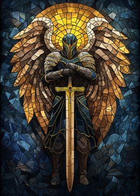 Stained Glass Angel Knight