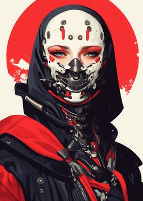 Cyberpunk Woman with Mask