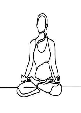 One Line Yoga Woman