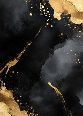 Black and Gold Abstract Art