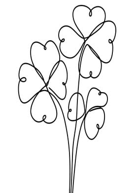 Four-Leaf Clover Line Art