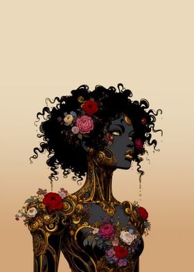 Floral Cyborg Woman