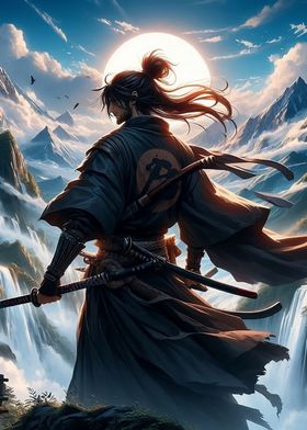 Samurai Warrior in Mountain Landscape