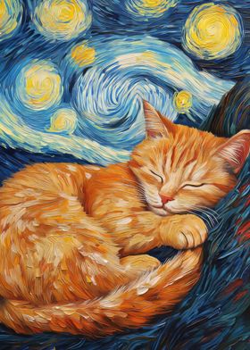 Cat in Starry Night