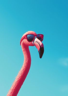 Pink Flamingo with Sunglasses