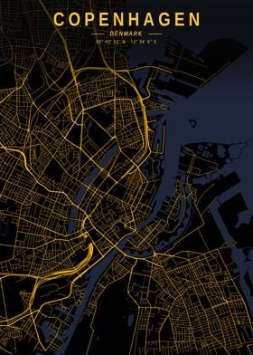 Copenhagen Golden City Map