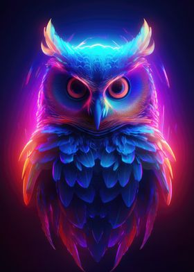 Neon Owl Art