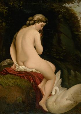 Woman and Swan Painting