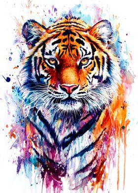 Watercolor Tiger Portrait