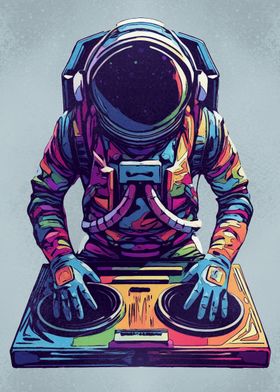 Astronaut DJ spray paint art