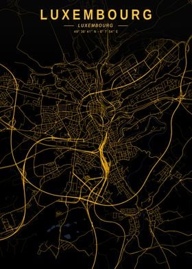 Luxembourg Golden City Map