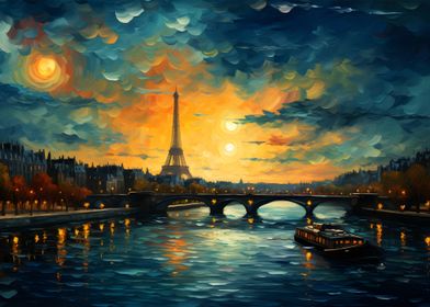 Paris Sunset with Eiffel Tower