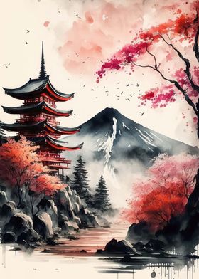 Japanese Mountain Landscape