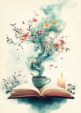 Floral Tea and Book