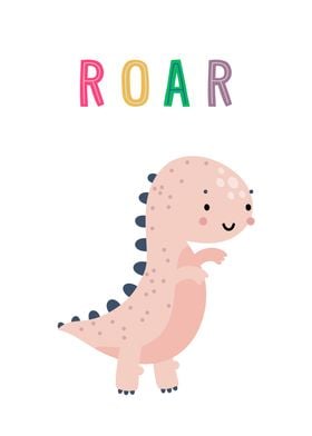 Cute Pink Dinosaur Illustration