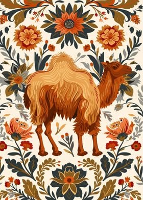 Camel with Floral Pattern