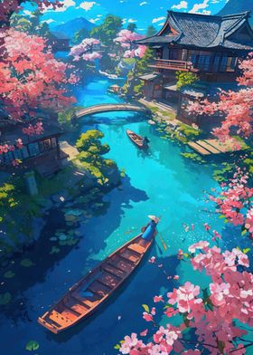 Japanese River Scene