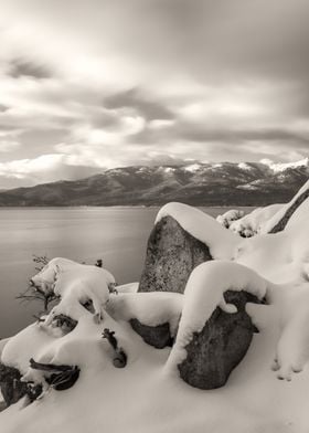 Snowy Tahoe Lake