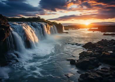 Waterfall Sunset